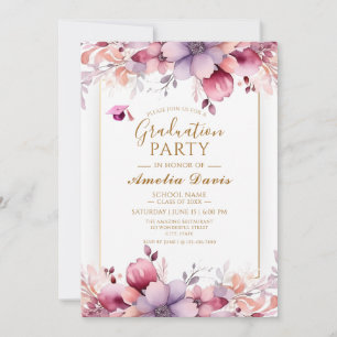 Elegant Floral Graduation Party Invitation 