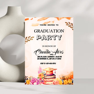 Elegant Floral Graduation Party Invitation