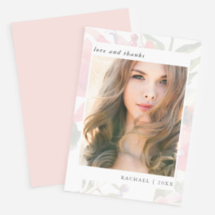 Elegant Floral Graduation Photo Thank You Card