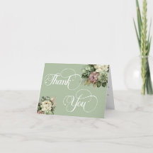 Elegant Floral Green and White Wedding RSVP
