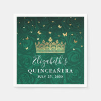 Elegant Floral Green Gold Crown Birthday Template