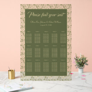 Elegant Floral Green Wedding Acrylic Seating Chart