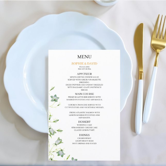 Elegant Floral Green Wedding Budget Menu (Creator Uploaded)