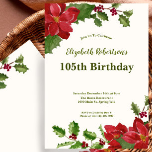 Elegant Floral Greenery 105th Birthday Invitation