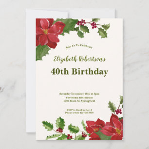 Elegant Floral Greenery 40th Birthday Invitation