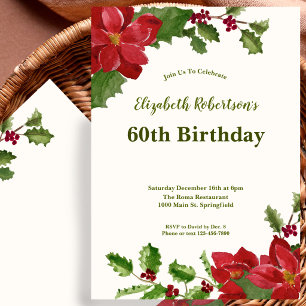 Elegant Floral Greenery 60th Birthday Invitation