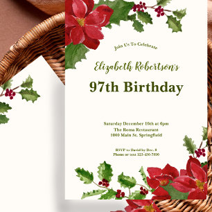 Elegant Floral Greenery 97th Birthday Invitation