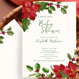 Elegant Floral Greenery Christmas Baby Shower Invitation