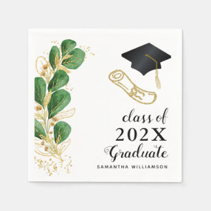 Elegant Floral Greenery Class of 2025 Graduation Napkin