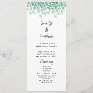 Elegant Floral Greenery Eucalyptus Wedding Program