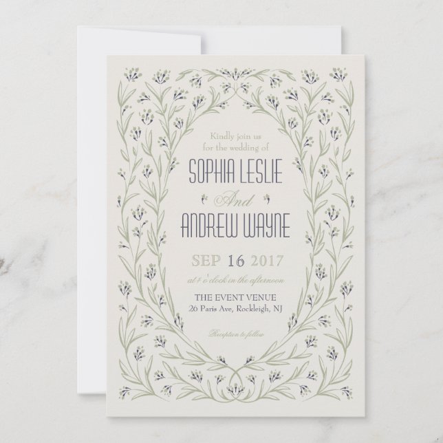 Elegant floral greenery garden rustic wedding invitation (Front)