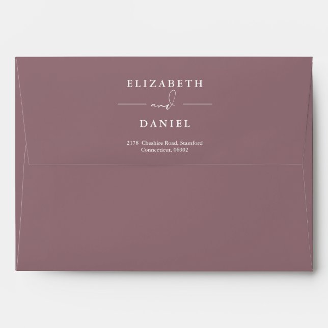 Elegant Floral Greenery Mauve Return Address Envelope (Back (Top Flap))