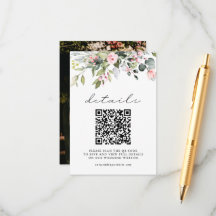 Elegant Floral Greenery QR Code and Photo Wedding