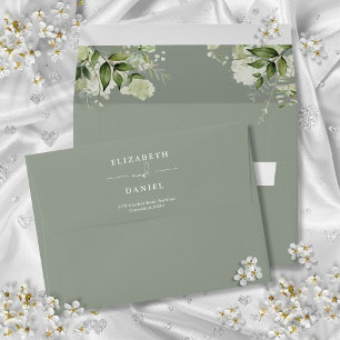 Elegant Floral Greenery Sage Green Return Address Envelope