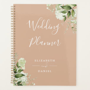 Elegant Floral Greenery Tan Wedding Planner