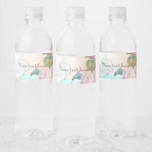  Elegant floral greenery Water Bottle Label