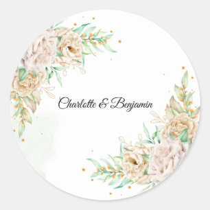 Elegant Floral Greenery Wedding Favour Sticker