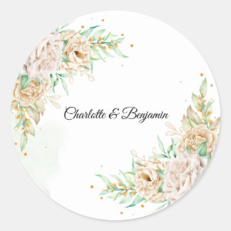 Elegant Floral Greenery Wedding Favour Sticker