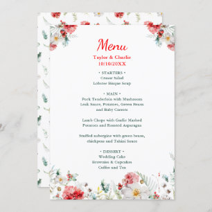 Elegant Floral Greenery Winter Wedding Menu