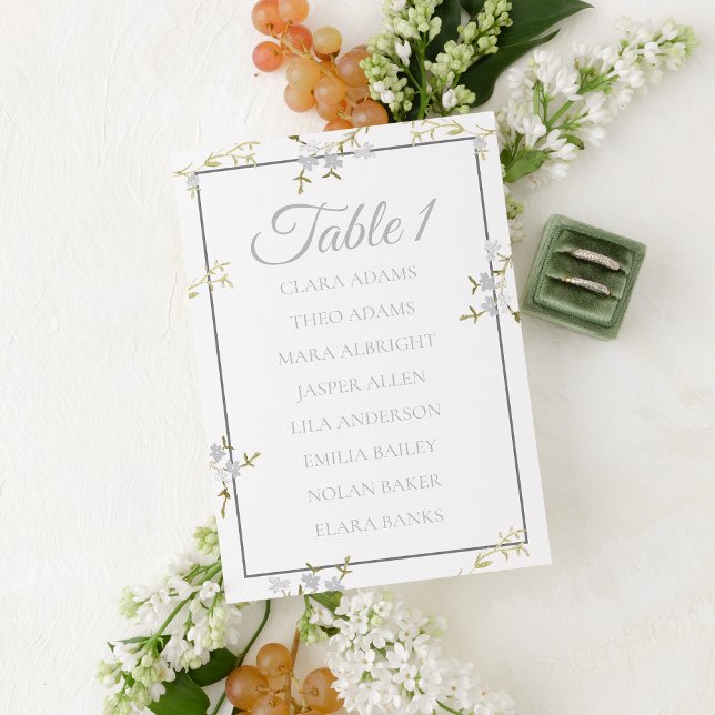 Elegant Floral Grey Wedding Seating Chart Card (Creator Uploaded)