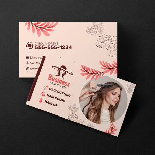 Elegant Floral Hair Salon Hair Stylist Makeup Art Business Card