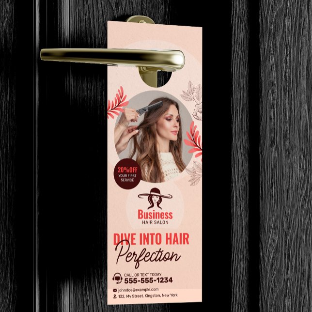 Elegant Floral Hair Salon Hair Stylist Makeup Art Door Hanger (Creator Uploaded)