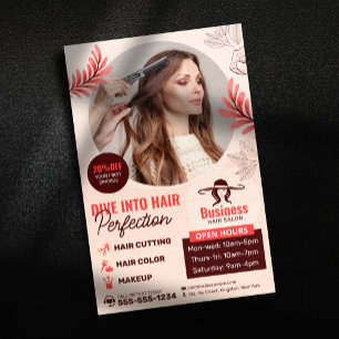 Elegant Floral Hair Salon Hair Stylist Makeup Art Flyer