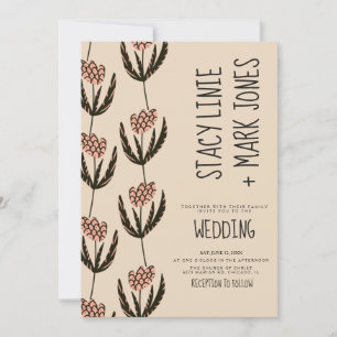 Elegant Floral Hand Drawn Fancy Script Wedding Invitation
