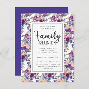 Elegant Floral Hand-Lettered Script Family Reunion Invitation