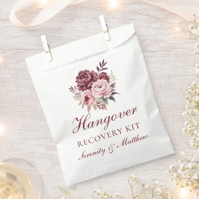 Elegant Floral Hangover Recovery Peony  Wedding Favour Bag (Clipped)
