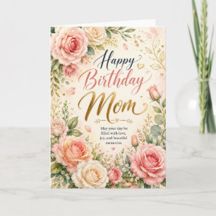 Elegant Floral Happy Birthday Card for Mum