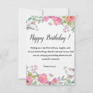 Elegant Floral Happy Birthday Greeting Card