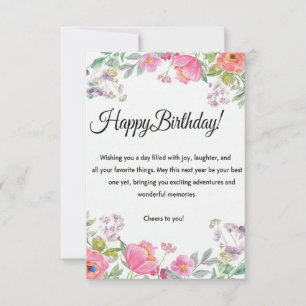 Elegant Floral Happy Birthday Greeting Card