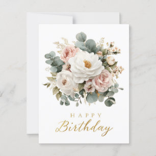 Elegant Floral "Happy Birthday" Postcard