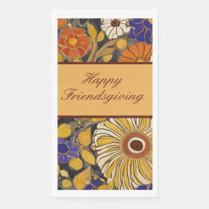 Elegant Floral Happy Friendsgiving Napkin