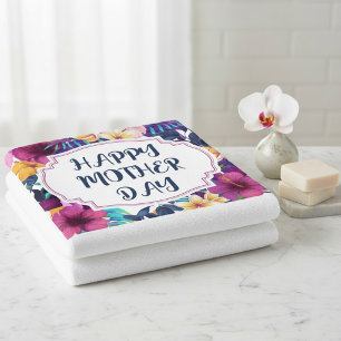 Elegant Floral Happy Mother’s Day Personalised Bat Wash Cloth
