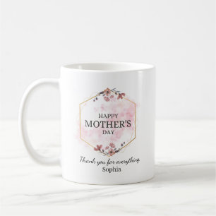 Elegant Floral Happy Mother’s Day Personalised Coffee Mug