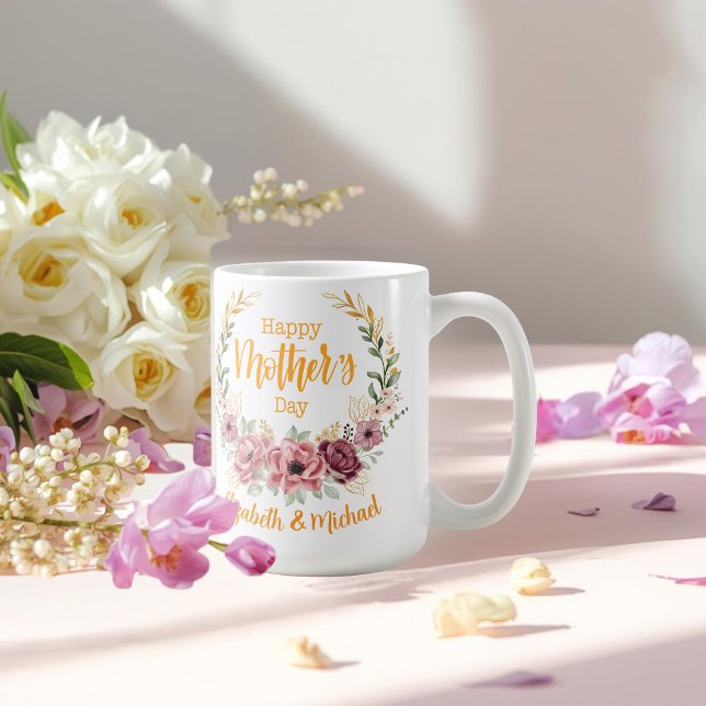Elegant Floral Happy Mother’s Day Personalised Mug (Creator Uploaded)