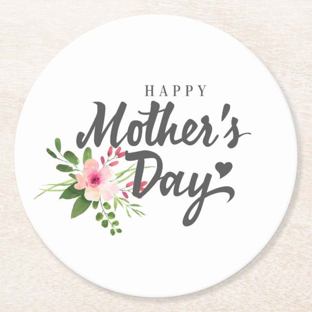 Elegant Floral Happy Mother's Day | Coaster (Front)
