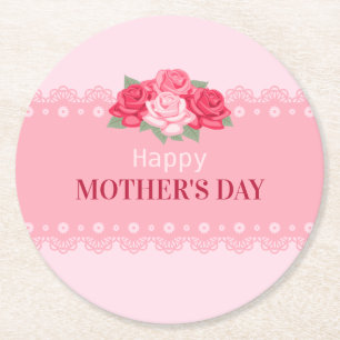 Elegant Floral Happy Mother's Day Coaster
