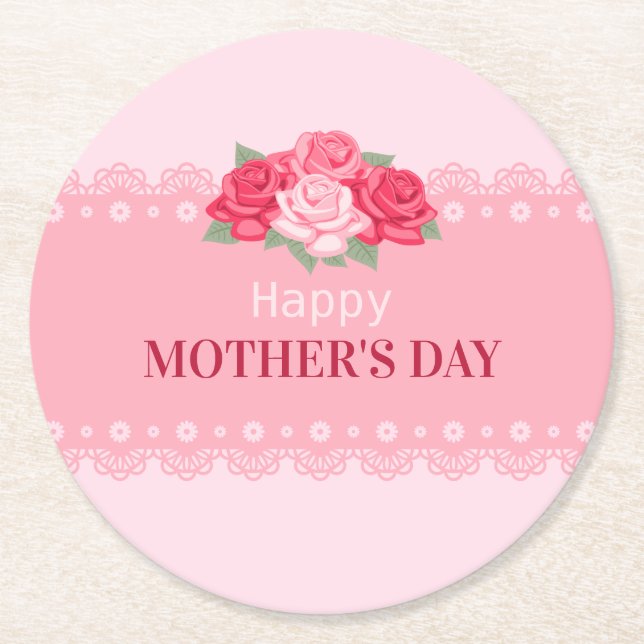 Elegant Floral Happy Mother's Day | Coaster (Front)