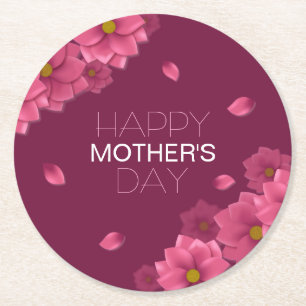 Elegant Floral Happy Mother's Day Coaster