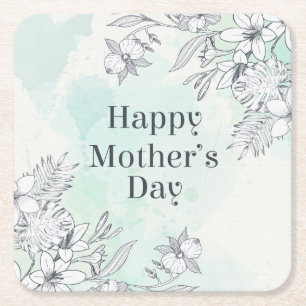 Elegant Floral Happy Mother's Day Coaster