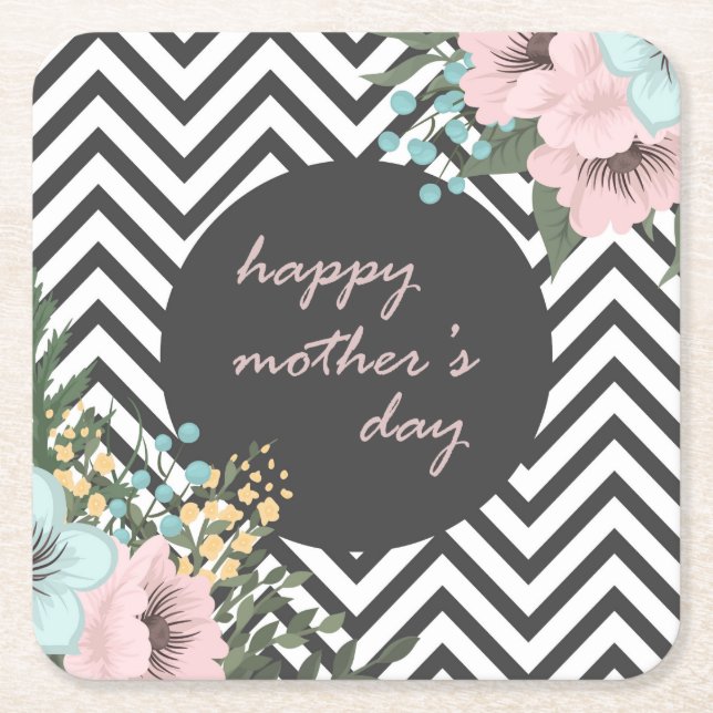 Elegant Floral Happy Mother's Day | Coaster (Front)