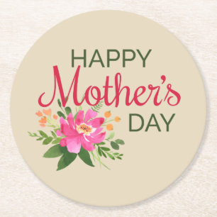Elegant Floral Happy Mother's Day   Coaster