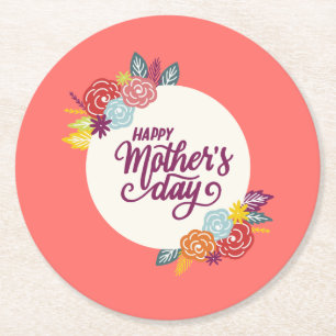 Elegant Floral Happy Mother's Day Coaster