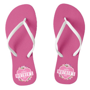 Elegant Floral Happy Mother's Day Flip Flops