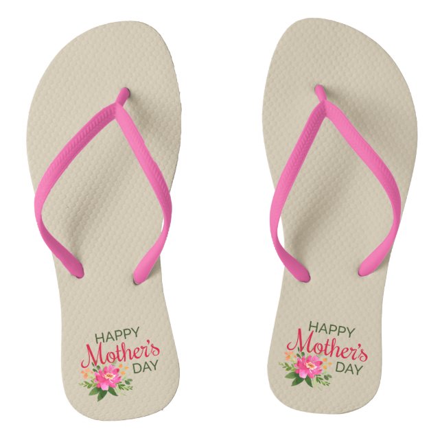 Elegant Floral Happy Mother's Day | Flip Flops (Footbed)