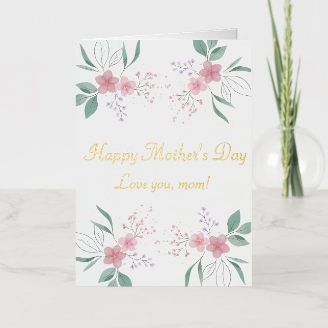 Elegant Floral Happy Mother's Day Foil Card (Front)