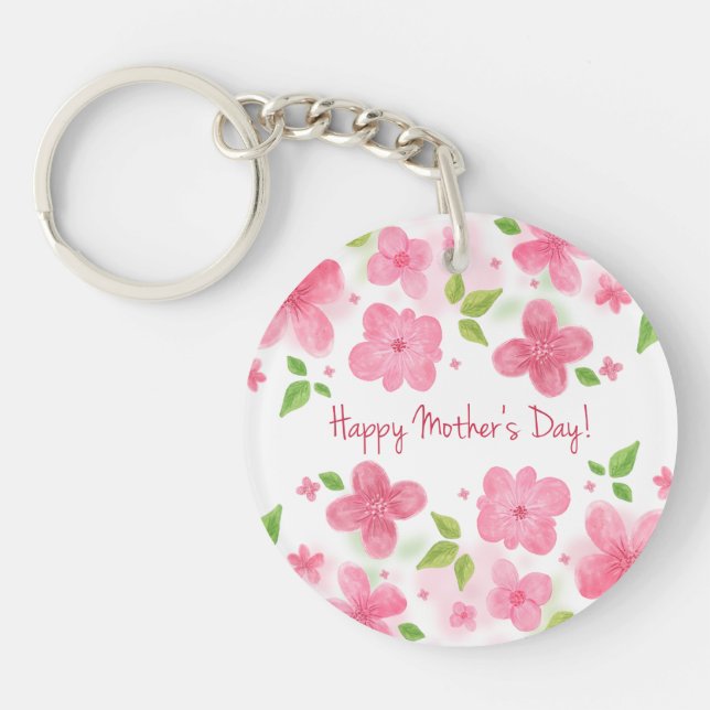 Elegant Floral Happy Mother's Day | Keychain (Front)